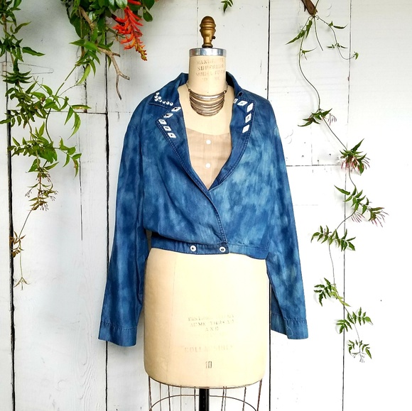 We The Free Jackets & Blazers - Free People Cropped Tencel Denim Jacket, Sz L